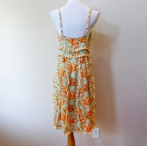 🍊 Dolce Cabo blue green and orange floral ruffle dress - Picture 6 of 8